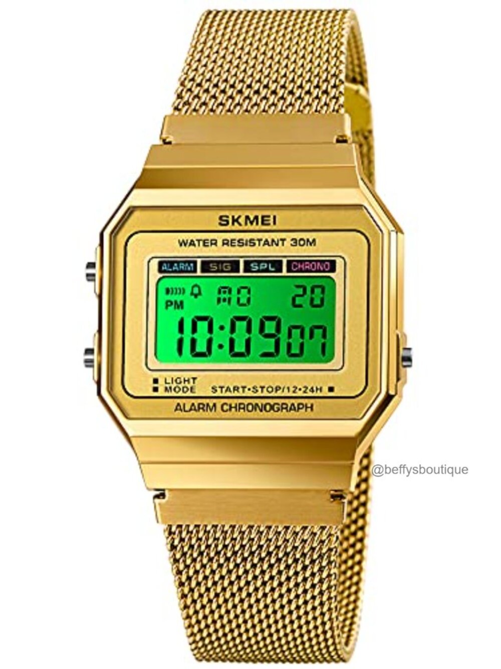 Unisex Digital Multifunction Sports Watch Stainless Steel Band Waterproof